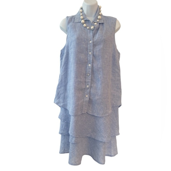 FINLEY Linen Sleeveless Tiered coastal summer dress Dress size Small boho chic - Picture 7 of 8